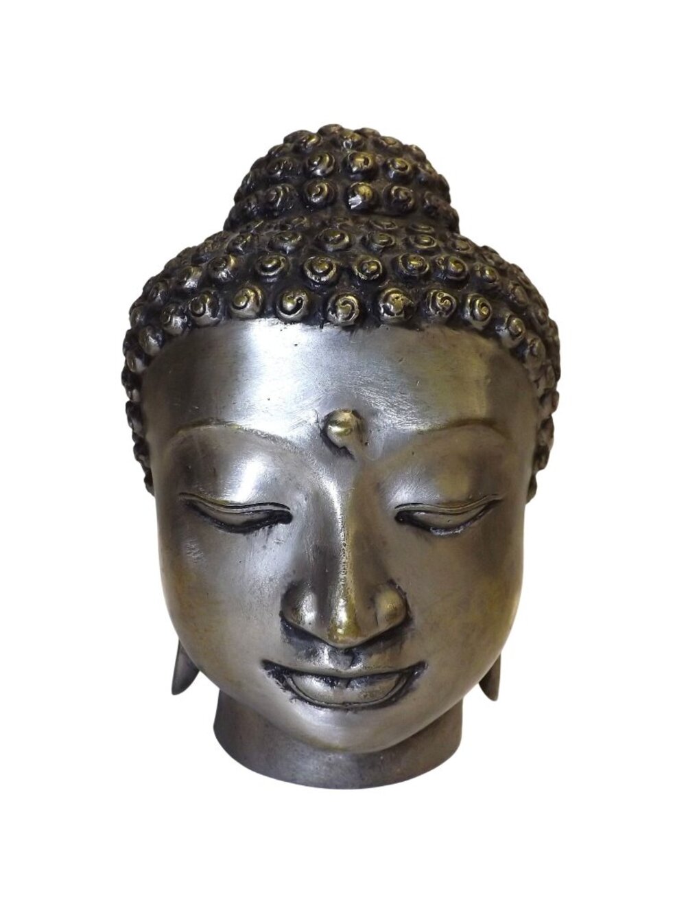 Tibetan Buddhism Temple Bronze Silver Gilt Shakyamuni Buddha's Meditation Head